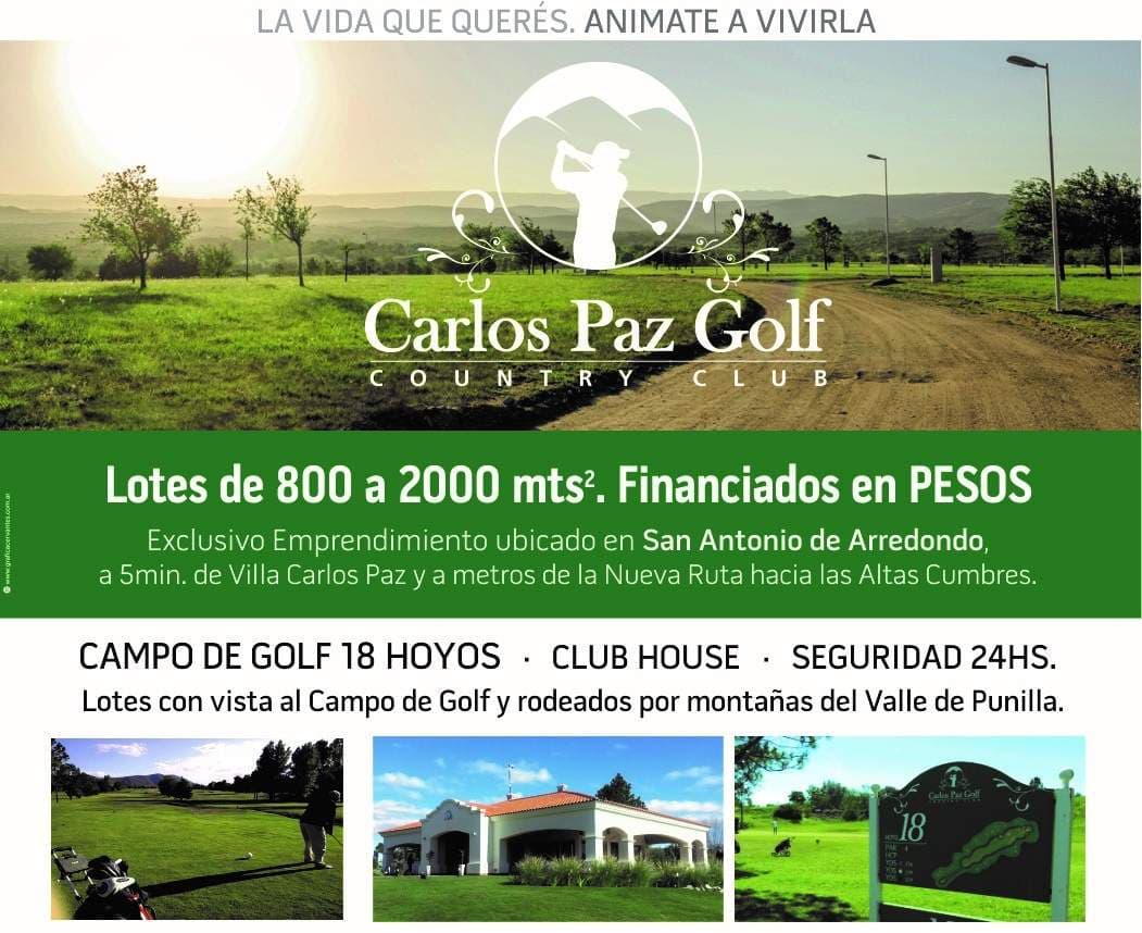 Venta LOTE en Carlos Paz Golf, San Antonio de Arredondo, Country Club - Imagen 1