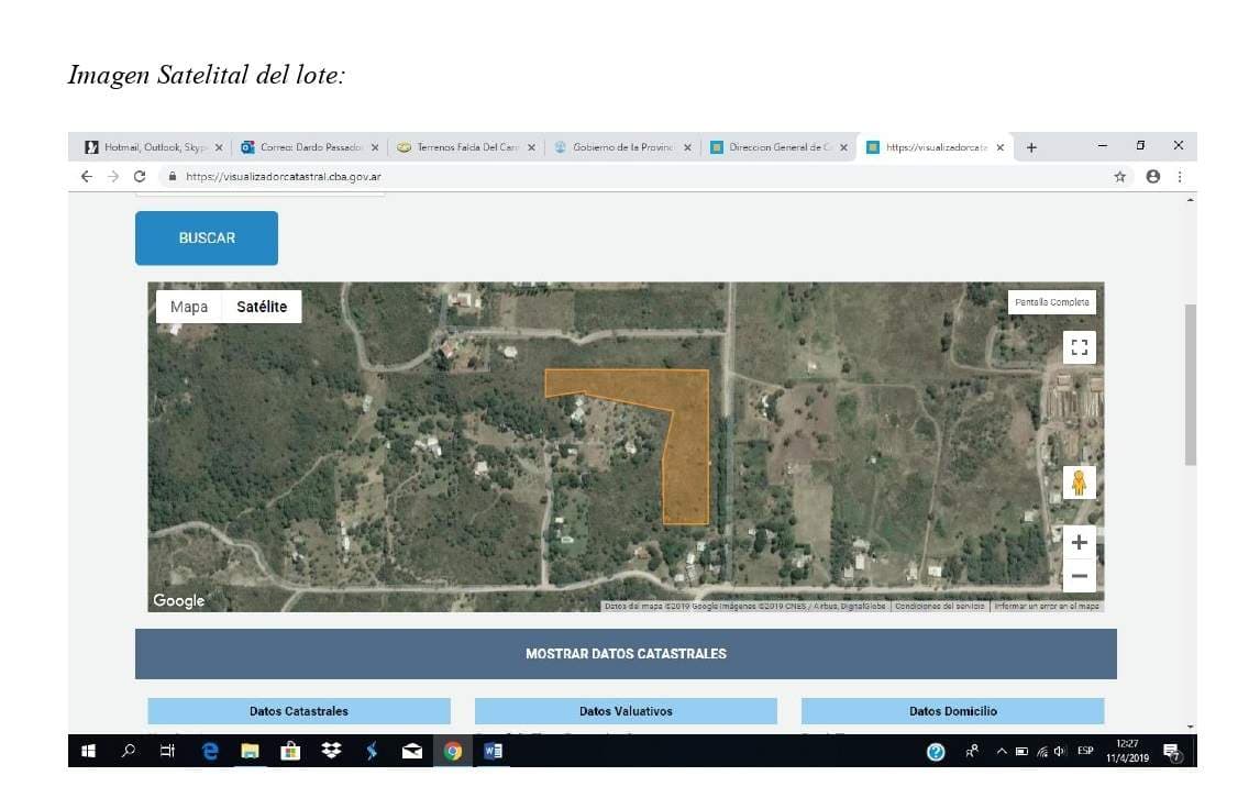 Venta LOTE en Falda del Carmen, pedania Calera Dpto Santa Maria, Cba - Imagen 1