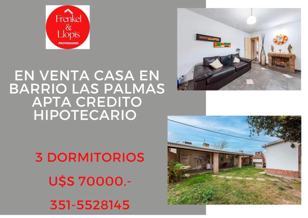 CASA EN VENTA BARRIO LAS PALMAS DE 3 DORMITORIOS - Imagen 1