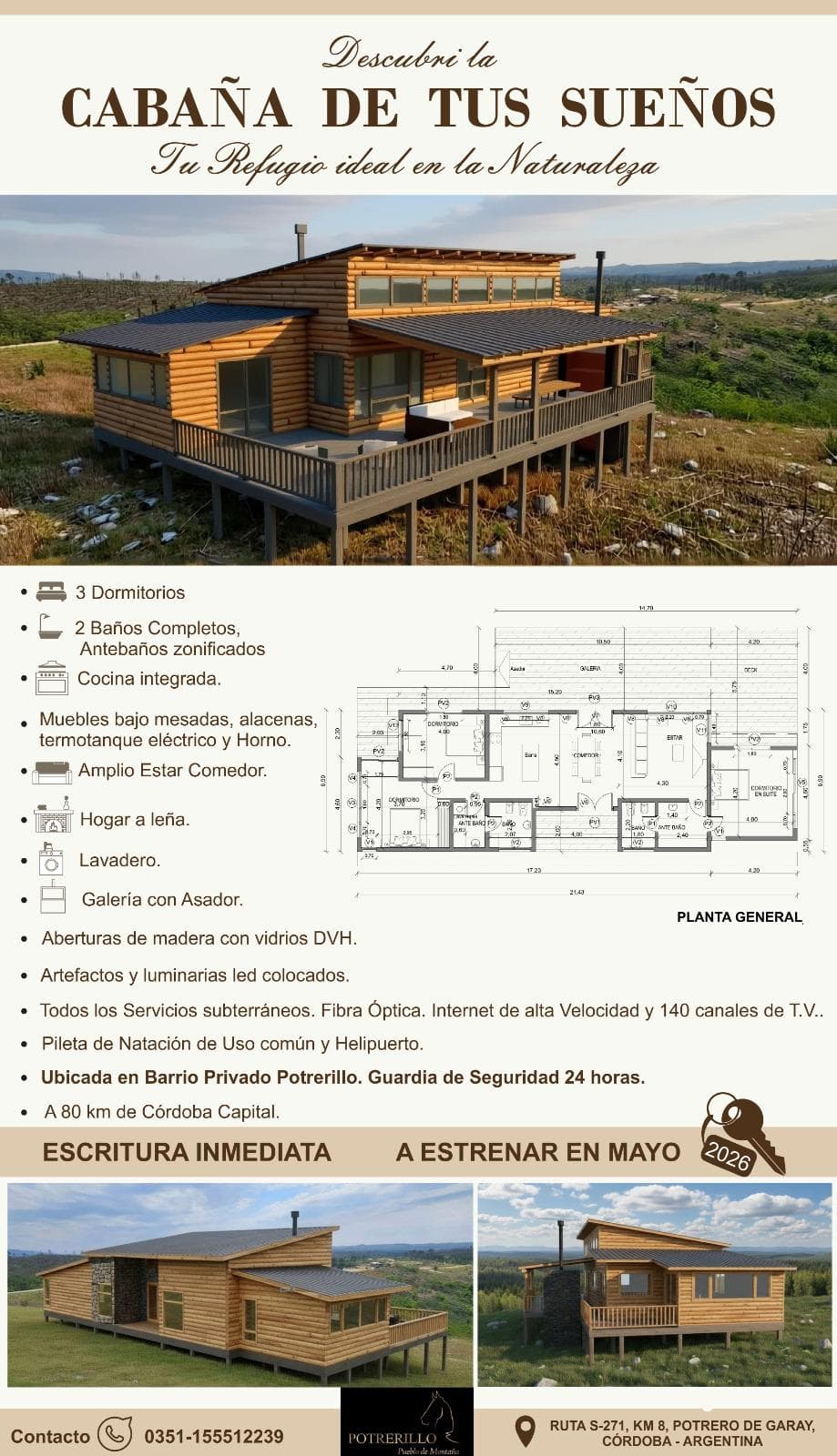 Cabaña de categoría en venta en Barrio Privado Potrerillo, Potrero de Garay - Imagen 1