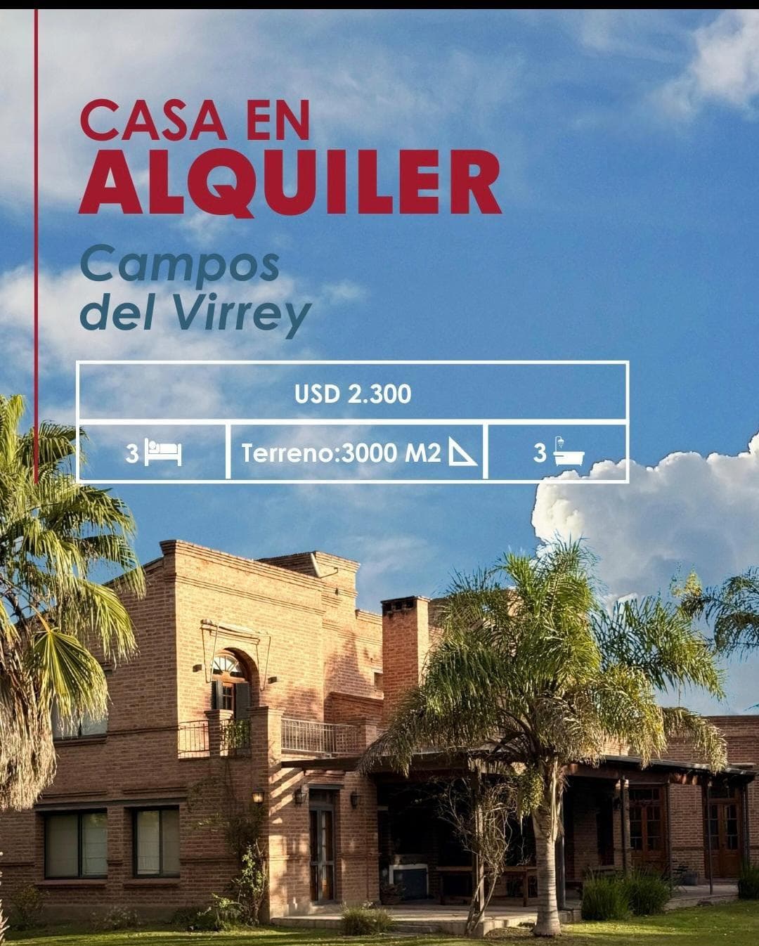 casa en alquiler Campos de Virrey Parque Santa Ana